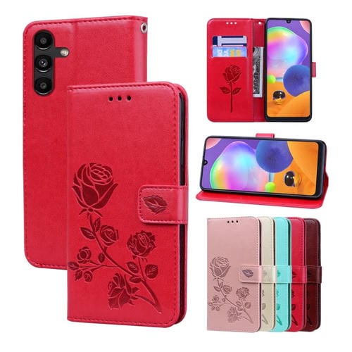 Funda para Teléfono Samsung Galaxy M34 5G Cuero Pu con Tapa en Relieve (Rojo)