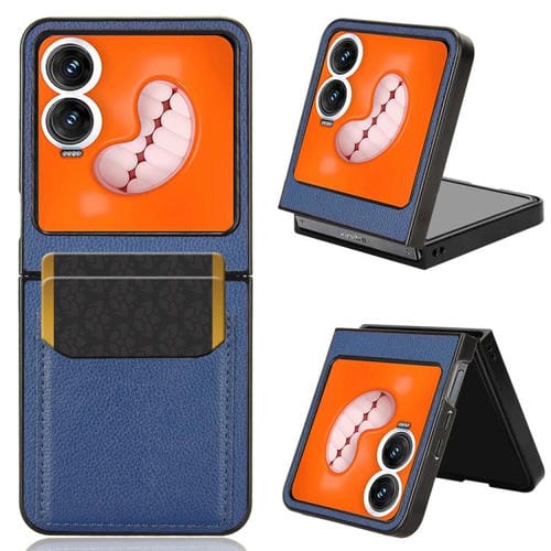 Funda Trasera con Ranuras para Tarjetas para Tecno Phantom V Flip2 (Azul)