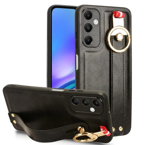 Funda Trasera para Samsung Galaxy A05S 4G Cuero con Pulsera (Negro)