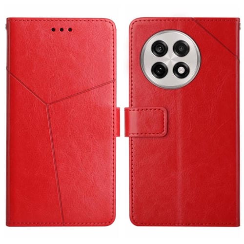 Funda de Cuero con Tapa y Patrón en Forma de Y para OnePlus 13R (Rojo)