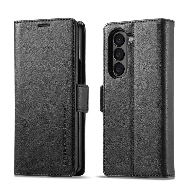 Funda de cuero antirrobo LC.IMEEKE RFID para Samsung Galaxy Z Fold7 5G (negra)