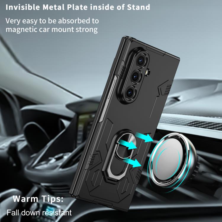 Funda protectora mate con anillo antigolpes y protección UV para Samsung Galaxy Z Fold7 5G (negra)