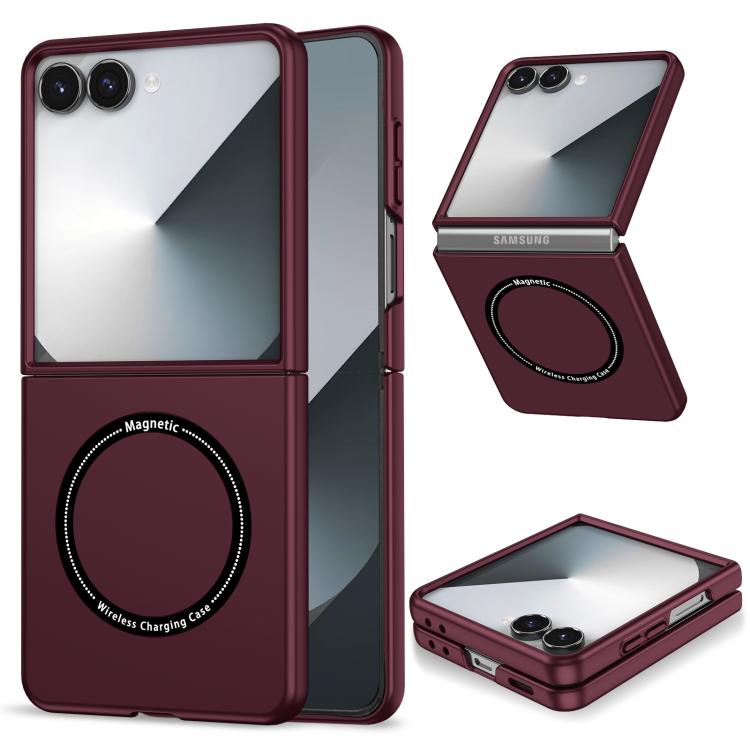 Funda protectora con anillo para Samsung Galaxy Z Flip7 5G (rojo vino)