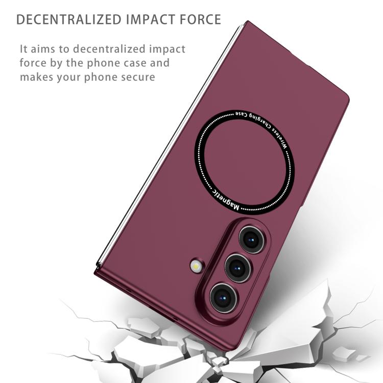 Funda protectora con anillo para Samsung Galaxy Z Fold7 5G (rojo vino)