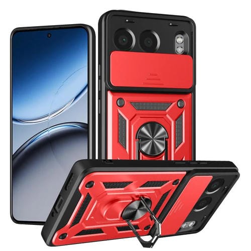 Funda híbrida TPU y PC OnePlus Nord 4 con diseño cámara deslizante (Roja)