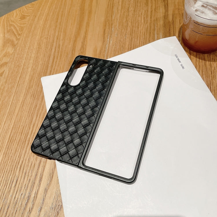 Para Samsung Galaxy Z Fold5 5G Funda de teléfono plegable con textura tejida (negro)