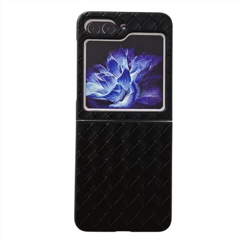 Para Samsung Galaxy Z Flip5 5G Funda de teléfono plegable con textura tejida (negro)