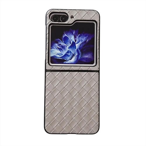 Para Samsung Galaxy Z Flip5 5G Funda de teléfono plegable con textura tejida (Gris)