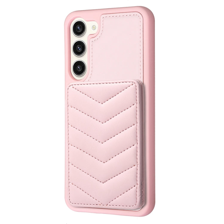 Para Samsung Galaxy S23+ 5G BF26 Wave Pattern Card Bag Holder Funda para teléfono (rosa)
