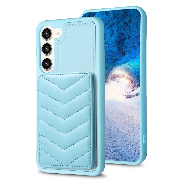 Para Samsung Galaxy S23+ 5G BF26 Wave Pattern Card Bag Holder Phone Case (Azul)