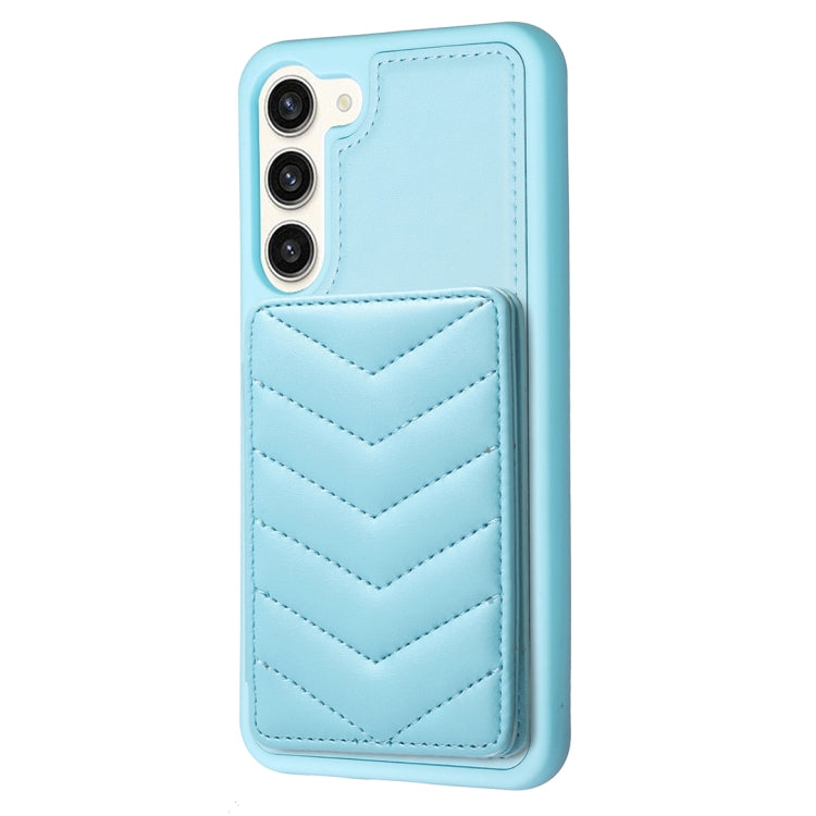 Para Samsung Galaxy S23+ 5G BF26 Wave Pattern Card Bag Holder Phone Case (Azul)