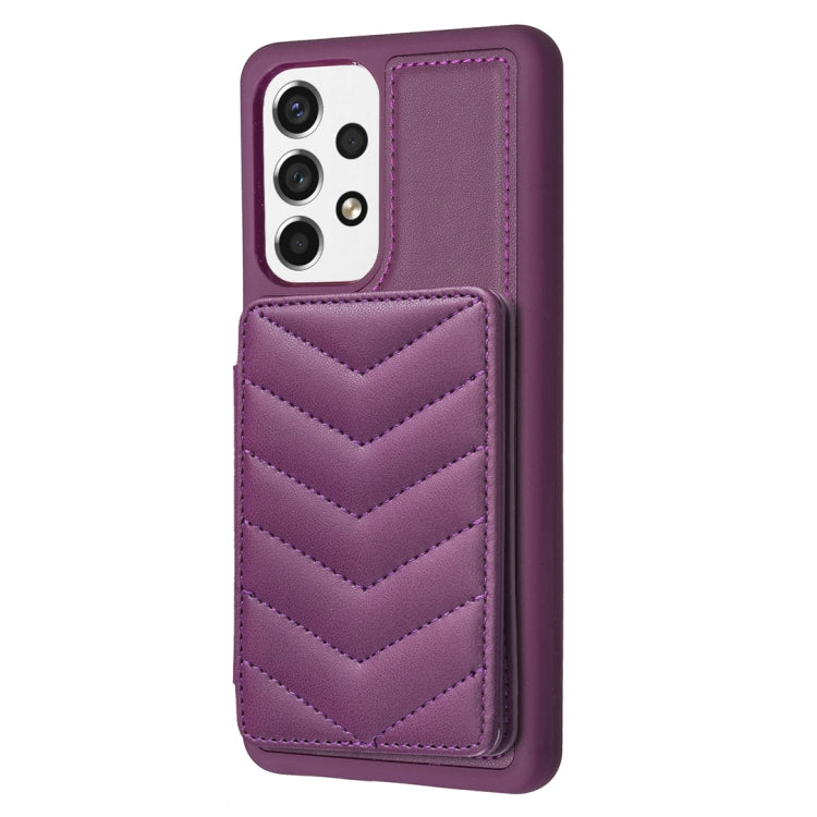 Para Samsung Galaxy A13 5G / 4G BF26 Wave Pattern Card Bag Holder Funda para teléfono (morado oscuro)