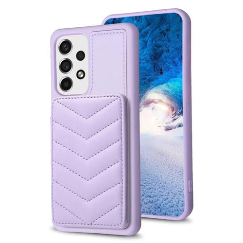 Para Samsung Galaxy A13 5G / 4G BF26 Wave Pattern Card Bag Holder Phone Case (PĂșrpura)