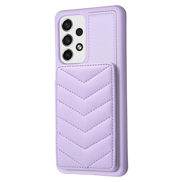 Para Samsung Galaxy A13 5G / 4G BF26 Wave Pattern Card Bag Holder Phone Case (Púrpura)