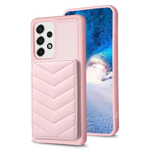 Para Samsung Galaxy A13 5G / 4G BF26 Wave Pattern Card Bag Holder Funda para teléfono (rosa)