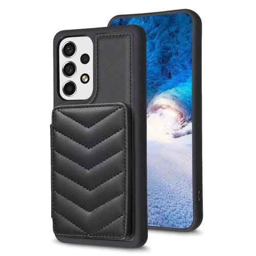 Para Samsung Galaxy A52 5G / 4G BF26 Wave Pattern Card Bag Holder Phone Case (Negro)