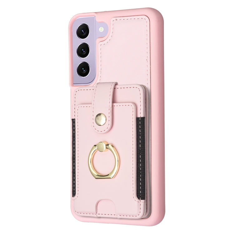 Para Samsung Galaxy S21 + 5G BF27 Anillo de metal Tarjeta Bolsa Titular Caja del teléfono (Rosa)