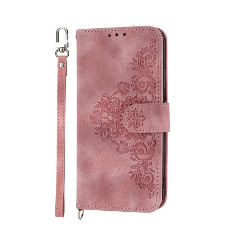 Funda de Cuero con Relieve de Flores para OnePlus 13R Ace 5 Ace 5 Pro (Rosa)