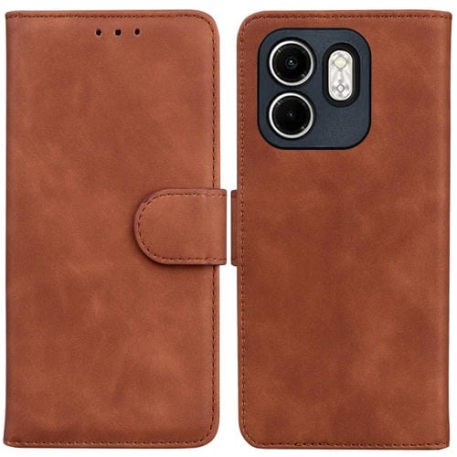 Funda de Cuero con Tapa para Infinix Hot 50I Smart 9 (Marrón) Tacto Sedoso