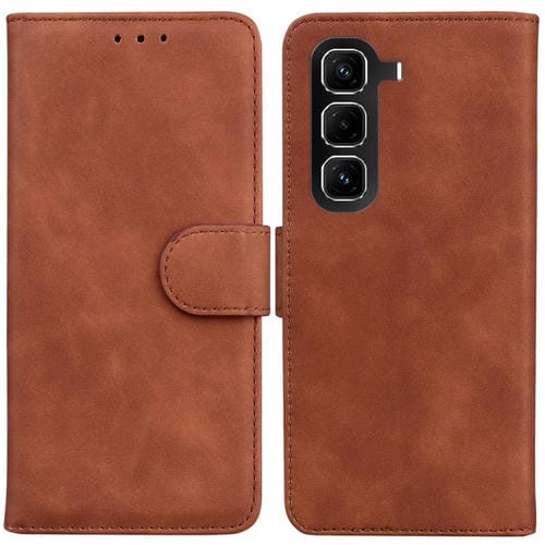 Funda de cuero con tapa para Infinix Hot 50 Pro+ 4G, color puro y tacto suave (marrón)