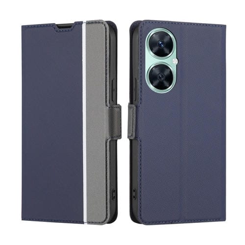 Funda de Cuero para Huawei Enjoy 60 Pro y Nova 11I con Textura de Sarga y Botones Laterales (Azul)