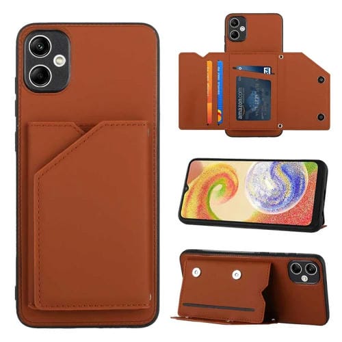 Funda para Teléfono Samsung Galaxy A05 Skin Feel Pu TPU con Ranuras para Tarjetas (Marrón)
