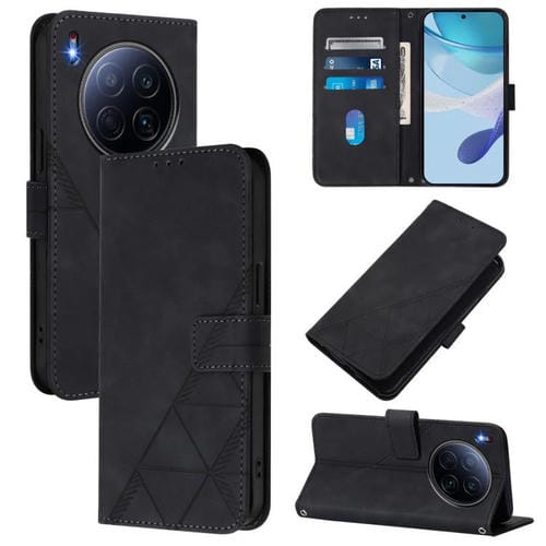Funda de cuero con relieve 3D para Tecno Camon 40 Premier (negra)