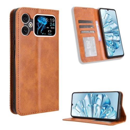 Funda de Cuero Cubot A20 Textura Retro Hebilla Magnética (Marrón)