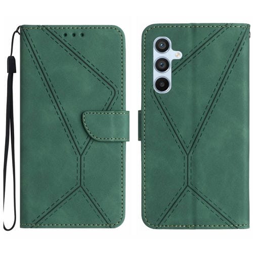 Funda para Teléfono Samsung Galaxy A55 5G Cuero con Costuras En Relieve (Verde)