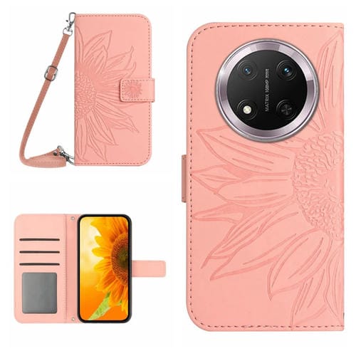 Funda de Cuero Honor X9C con Diseño de Girasoles y Cordón (Rosa)
