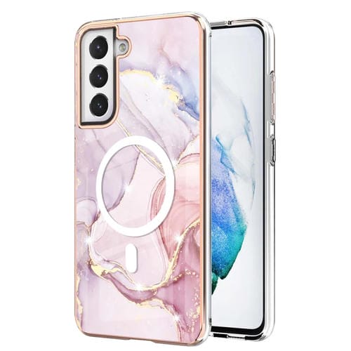 Caja de Teléfono Samsung Galaxy S21 FE 5G Patrón de Mármol Imd Magsafe TPU Doble Cara (Oro Rosa)