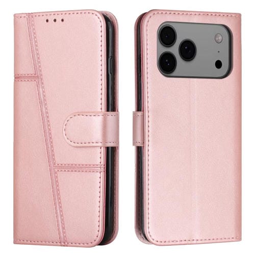 Funda de piel con hebilla y textura de becerro para iPhone 17 Pro Max (oro rosa)