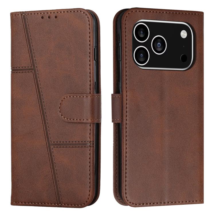 Funda de piel con hebilla y textura de becerro para iPhone 17 Pro (marrón)