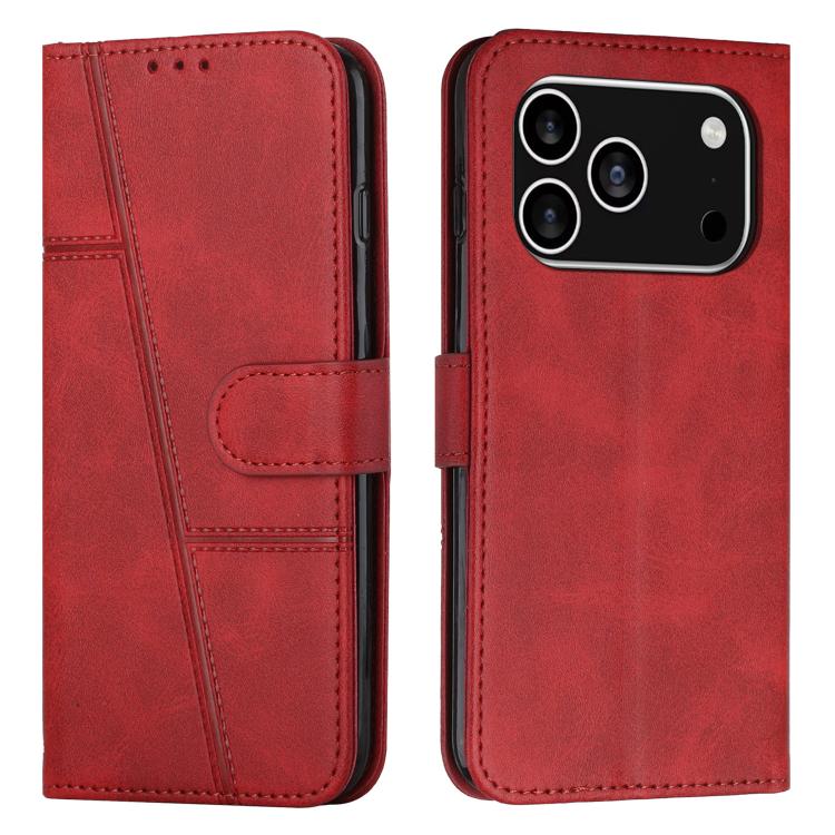 Funda de piel con hebilla y textura de becerro para iPhone 17 Pro (roja)