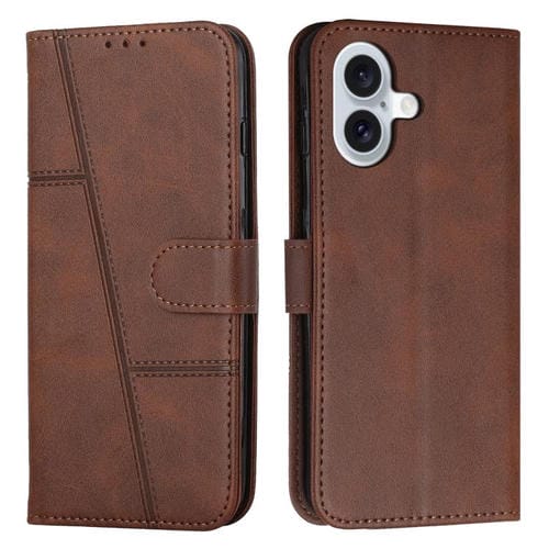Funda de piel con hebilla y textura de becerro para iPhone 17 (marrón)