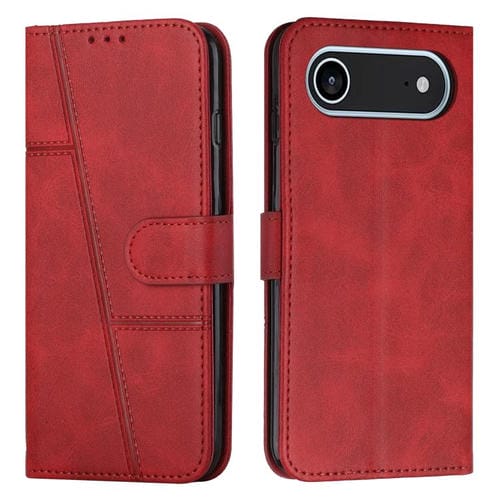 Funda de piel con hebilla y textura de becerro para iPhone 17 Air (roja)