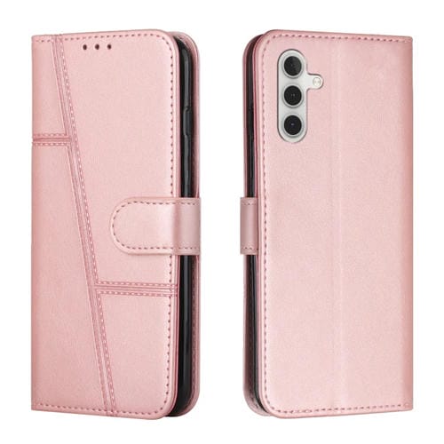 Funda para Teléfono Samsung Galaxy A55 de Cuero con Hebilla y Textura de Becerro (Oro Rosa)