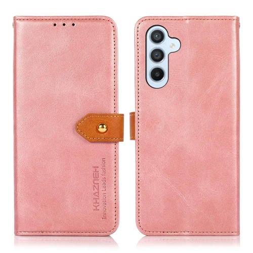 Funda para Teléfono Samsung Galaxy A35 5G Khazneh Cuero con Tapa Textura Piel de Vaca (Oro Rosa)