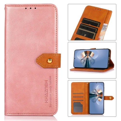 Funda para Teléfono Samsung Galaxy Xcover 7 Khazneh Cuero con Tapa y Textura Piel de Vaca (Oro Rosa)