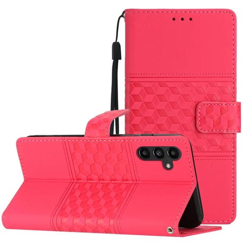 Funda para Samsung Galaxy A15 Cuero Sensación Piel Relieve Diamante (Rojo)