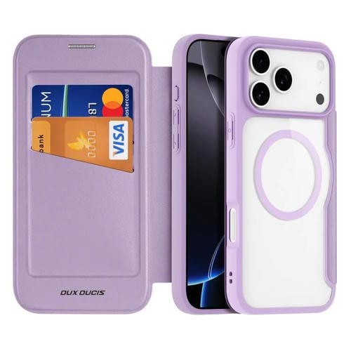 Funda de cuero DUX DUCIS Skin X Pro Series para iPhone 17 Pro, con Magsafe, PC y TPU (morado)