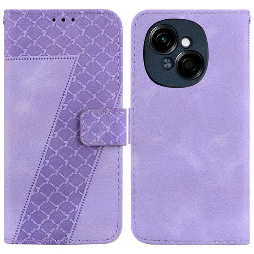Funda de Cuero con Relieve Siete para Tecno Spark Go 1 y Pop 9 Pro (Morado)
