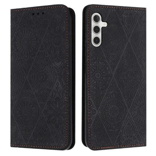 Funda de Teléfono Samsung Galaxy A05S Cuero Adsorción En Relieve Étnico (Negro)