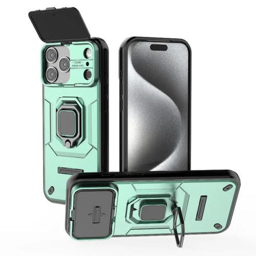 Funda deslizante Camshield de TPU + PC a prueba de golpes con soporte para iPhone 17 Pro Max (verde)