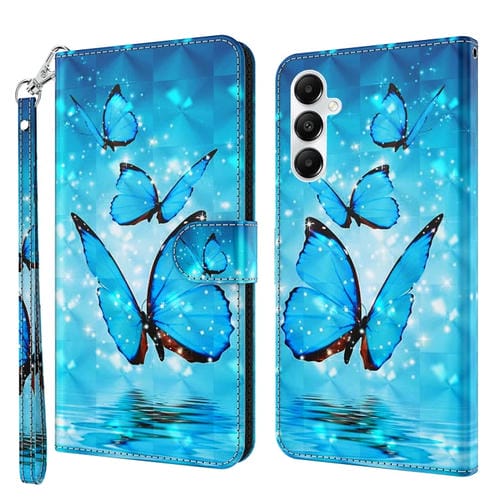 Funda de Cuero para Samsung Galaxy A35 5G con Tapa y Patrón de Pintura 3D (Tres Mariposas)