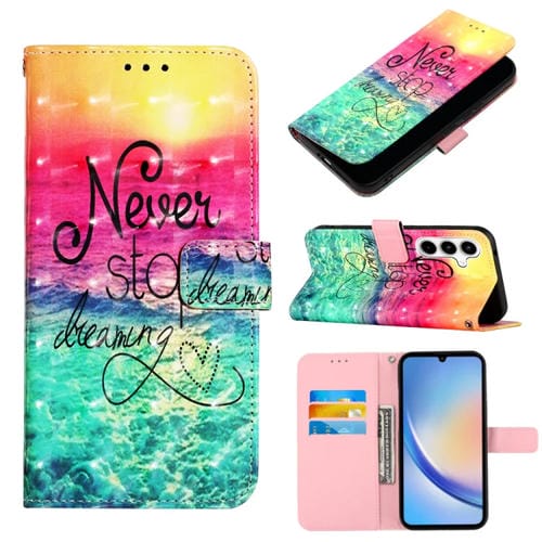 Funda para Teléfono Samsung Galaxy A35 5G Cuero con Tapa Horizontal Pintura 3D (Persiguiendo Sueños)