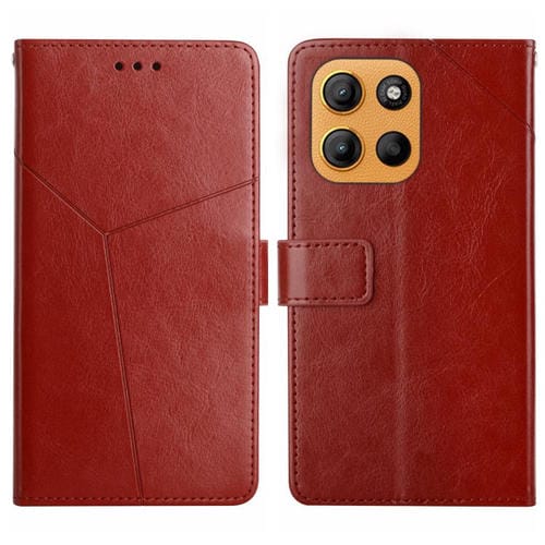 Funda de Cuero con Tapa y Patrón para Motorola Moto G Stylus 5G 2025 Ht01 (Marrón)