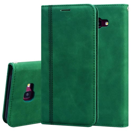Estuche Cuero Pu Samsung Galaxy J4 Plus (2018) Tapa Horizontal Magnética Soporte Ranura Tarjeta Cordón (Verde)