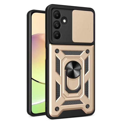 Funda para Teléfono Samsung Galaxy A15 Cubierta de Cámara Deslizante TPU + PC (Oro)