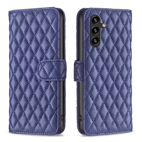 Funda para Samsung Galaxy A35 Diamond Lattice Wallet de Cuero con Tapa (Azul)